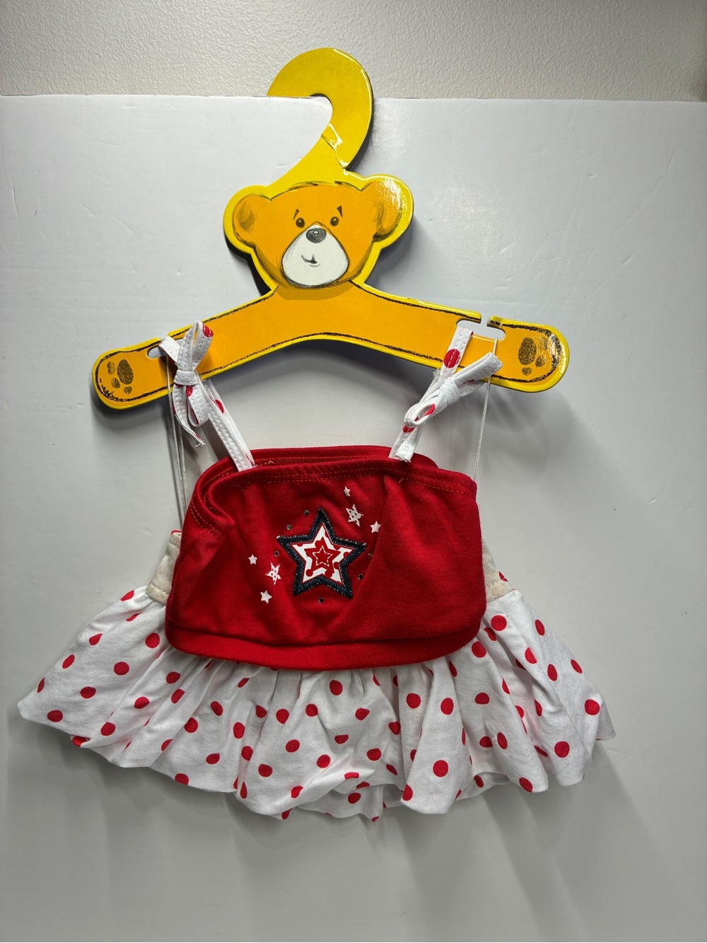 Build-A-Bear Workshop BABW 2pc Star Outfit Red Polka Dot Skirt Top New
